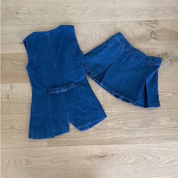 Peppermayo Vest Born for Bordeaux  & Mini Skirt Ashlyn Set Denim Size US0 Blue - Picture 4 of 5